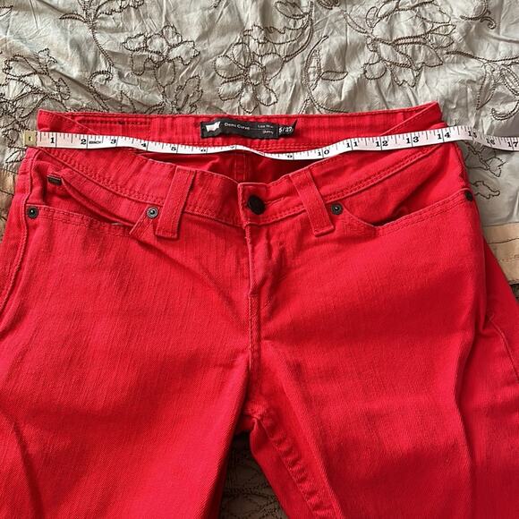 Levi's | Demi Curve Low Rise Skinny Red Jeans with Raw Hems Size 5/27 - Picture 11 of 12